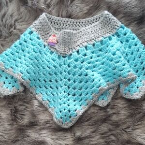 Crochet Poncho with Cupcake Detail